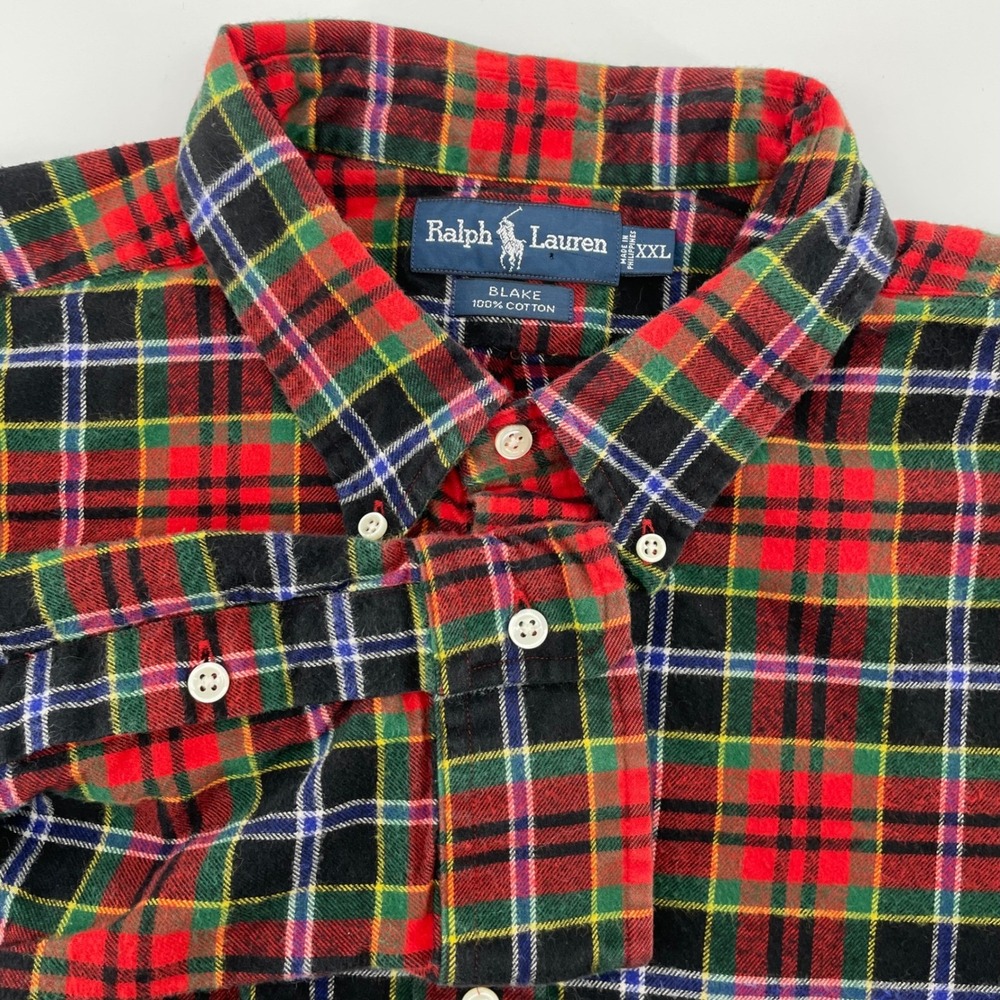 Polo Ralph Lauren Blake Mens XXL Red Plaid Flannel Button Down Long Sleeve Shirt